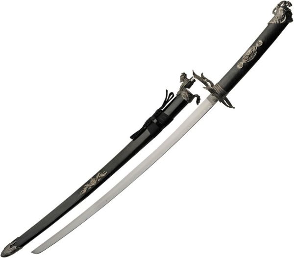CN927004_add_01.jpg Dragon Warrior Sword 34" Carbon Steel Blade Black Wood Display