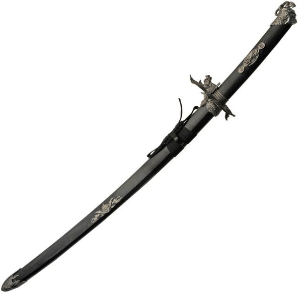 CN927004_add_02.jpg Dragon Warrior Sword 34" Carbon Steel Blade Black Wood Display