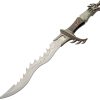 Rite Edge Dragon Fang Sword 15" Satin Blade Black Handle Stand