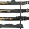 Gold Dragon Samurai Set Black Carbon Steel 3-Piece Fixed Blade