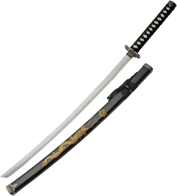 Gold Dragon Samurai Set Black Carbon Steel 3-Piece Fixed Blade