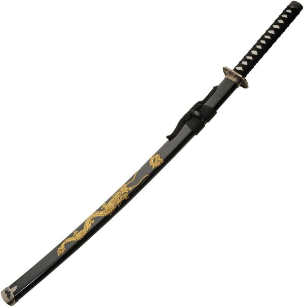 Gold Dragon Samurai Set Black Carbon Steel 3-Piece Fixed Blade