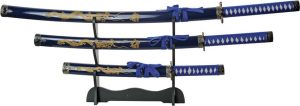 CN927029BL.jpg China Made Gold Dragon Samurai Set Blue - 3 Piece