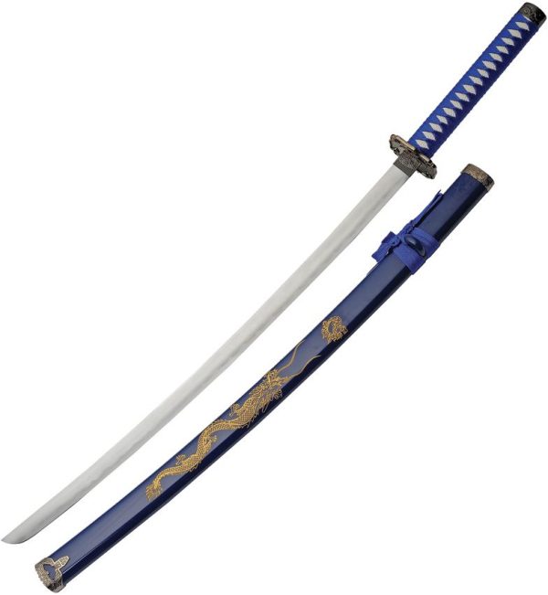 China Made Gold Dragon Samurai Set Blue - 3 Piece