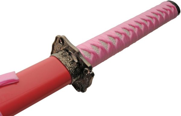 Gold Dragon Samurai Set Pink Carbon Steel 3pc Sword