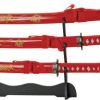 Gold Dragon Samurai Set Red Carbon Steel 3 Piece Sword