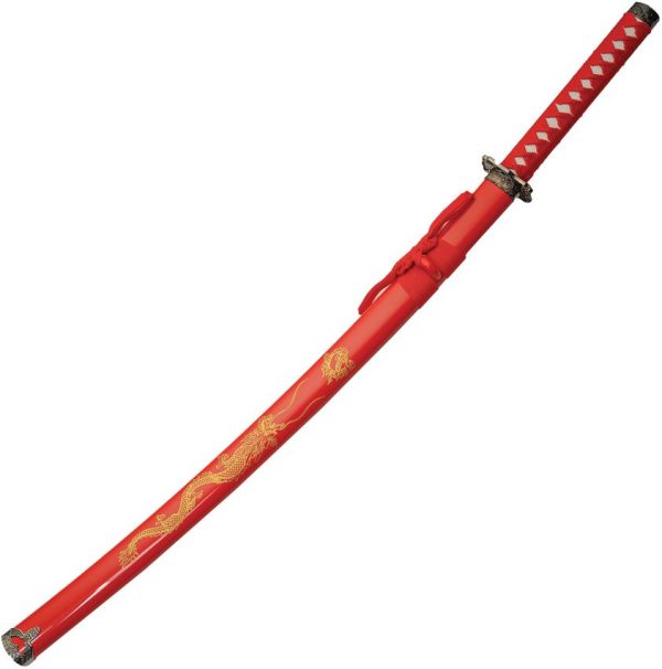 Gold Dragon Samurai Set Red Carbon Steel 3 Piece Sword
