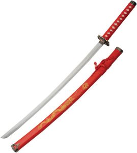 CN927030RD.jpg China Made Gold Dragon Samurai Red Carbon Steel