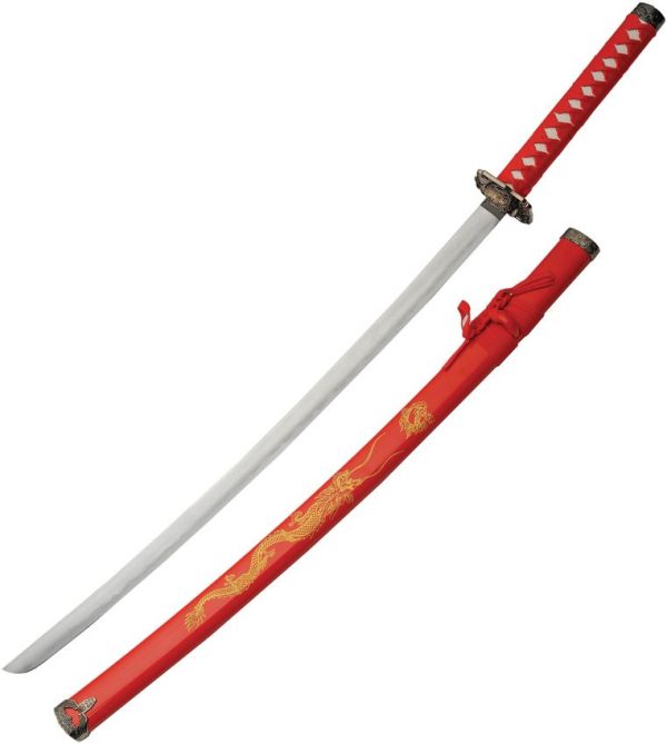 China Made Gold Dragon Samurai Red Carbon Steel