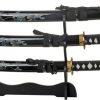 Double Dragon Samurai Set 3pc Carbon Steel Black Display Stand