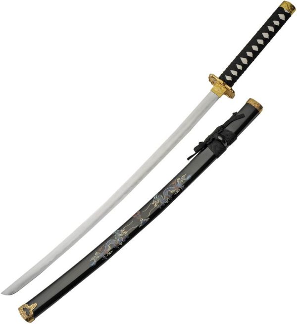 Double Dragon Samurai Set 3pc Carbon Steel Black Display Stand