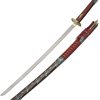 Sky Warrior Samurai Sword 27" 1075HC Steel Red Leather Fixed Blade