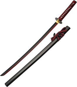 CN927041.jpg Red Decorative Samurai Sword 27.5" 1045 Carbon Steel Blade