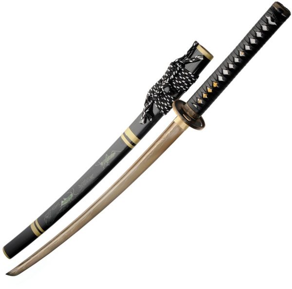 Grasshopper Samurai Sword 28" 1045 Carbon Steel Gold Blade