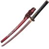 Bonsai Samurai Sword 28" Carbon Steel Blade Black Handle Red Scabbard