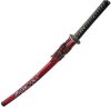 Bonsai Samurai Sword 28" Carbon Steel Blade Black Handle Red Scabbard