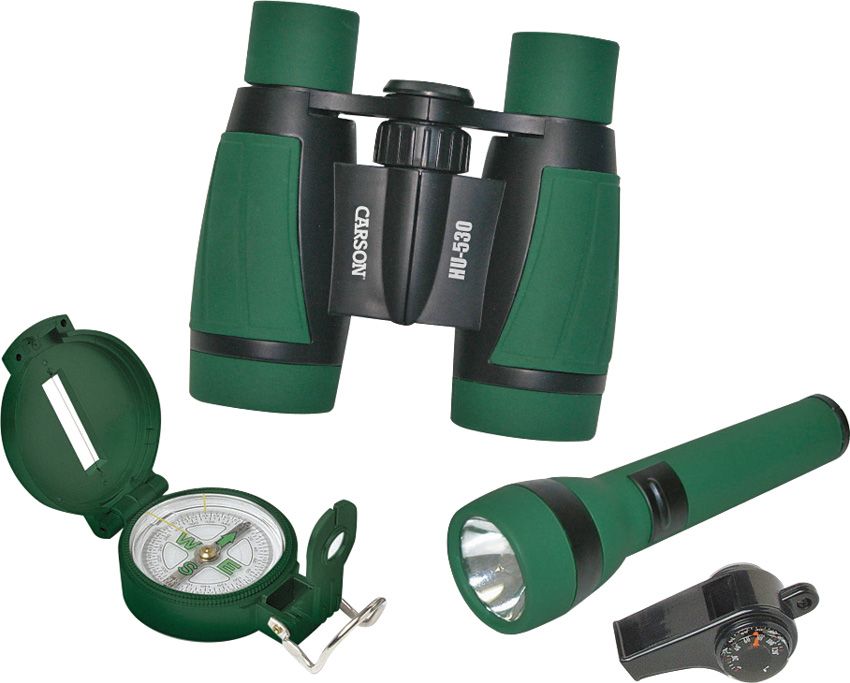 Carson Optics AdventurePak with Binoculars, Flashlight, Compass & Whistle