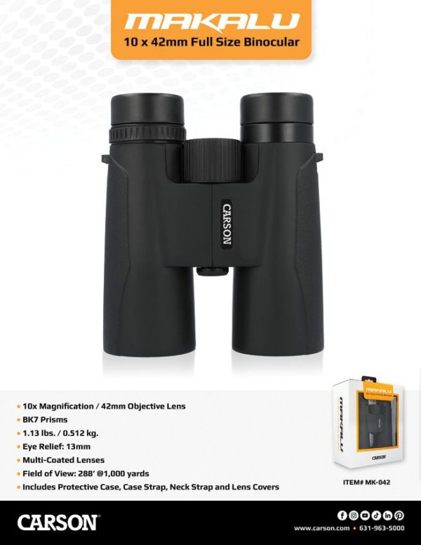 Carson Optics Makalu 10x42 Lightweight Roof Prism