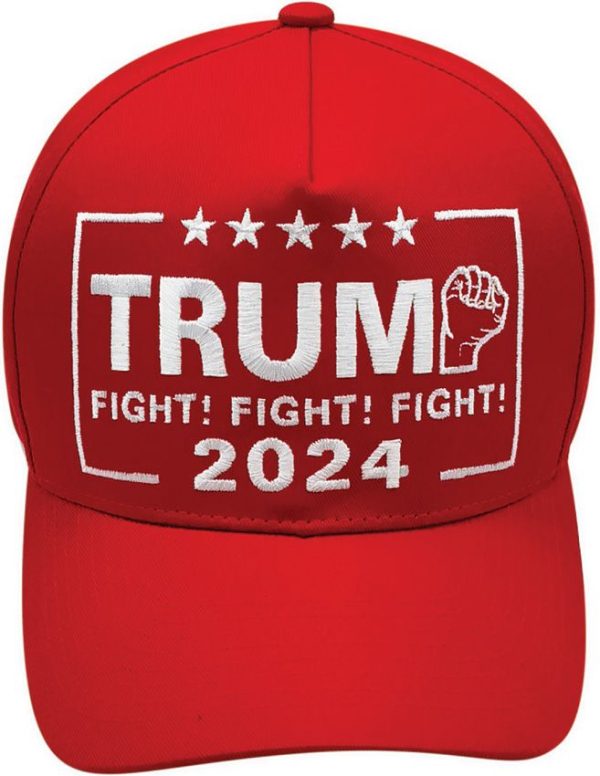 Fight Fight Fight Embroidered Six Panel Cap - Red