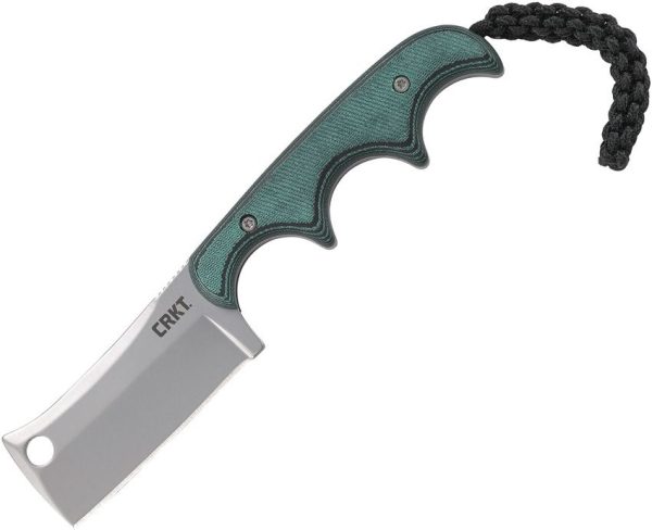 CRKT Minimalist Cleaver Neck Knife - Green and Black Handle
