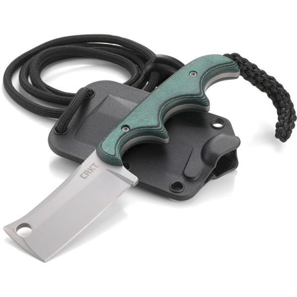 CRKT Minimalist Cleaver Neck Knife - Green and Black Handle