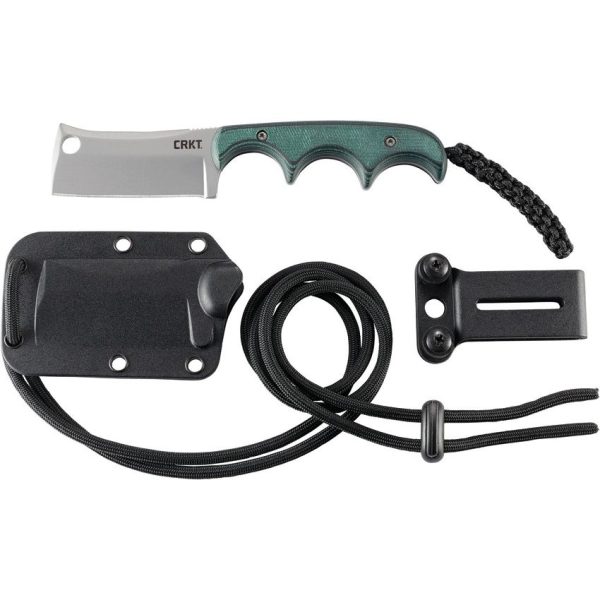CRKT Minimalist Cleaver Neck Knife - Green and Black Handle