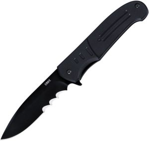 CR6885.jpg CRKT Ignitor A/O Linerlock - Serrated Black G10