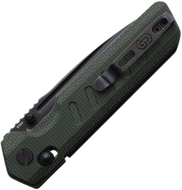 Critical Strike X504 Slide Lock Green Canvas Micarta Drop Point