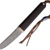 Critical Strike Tanto Fixed Blade - Damascus Steel Brown Wood