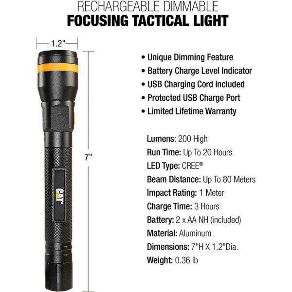 CT2505_add_02.jpg Caterpillar Rechargeable Flashlight 550 Lumens Black Tactical