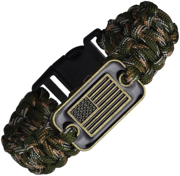 CT3009.jpg Coeburn Tool Paracord Bracelet Flag Emblem - Green Camo