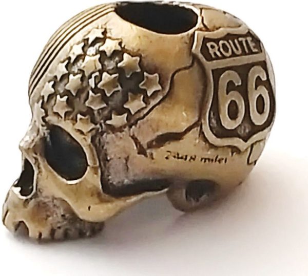 Coeburn Tool Route 66 Flag Skull Brass Bead