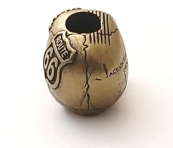 Coeburn Tool Route 66 Flag Skull Brass Bead