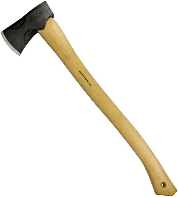 CTK2803C16.jpg Condor Cloudburst Axe 1060 Carbon Steel Fixed Blade Hickory