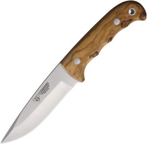 CUD147L.jpg Cudeman Hunter Fixed Blade Olive Wood 4.25" Vanadium Steel Knife