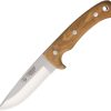 Cudeman Fixed Blade Olive Wood Handle 4" Satin Steel Knife