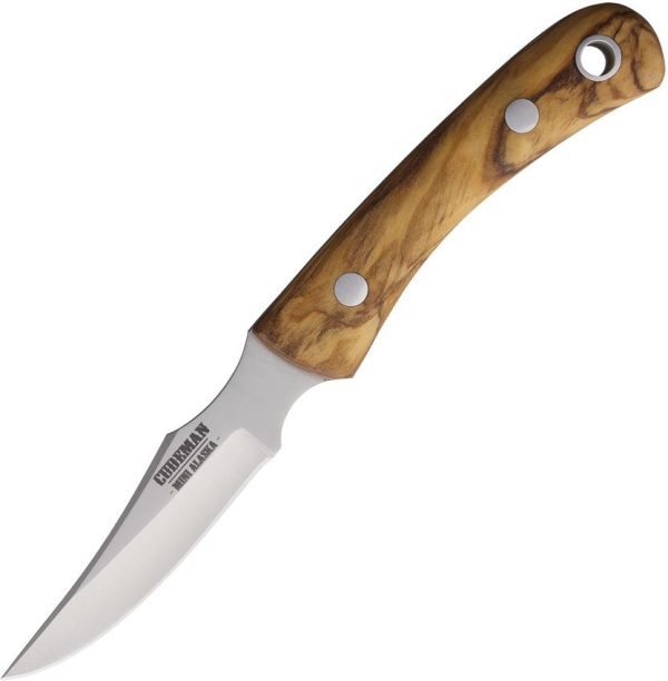 Cudeman Mini Alaska Fixed Blade Olive Wood 3" Satin Knife