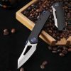 Cavol Denka Linerlock Black Folding Knife M390 Titanium