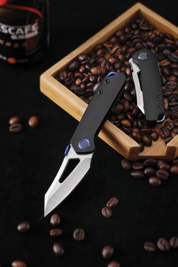 Cavol Denka Linerlock Black Folding Knife M390 Titanium