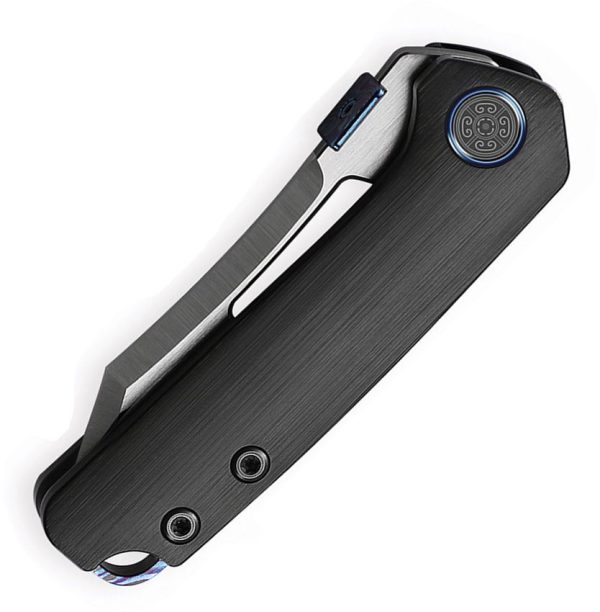 Cavol Denka Linerlock Black Folding Knife M390 Titanium
