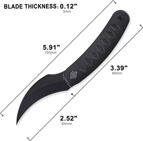 Cavol Kage Linerlock Black Folding Knife M390 Titanium Handle