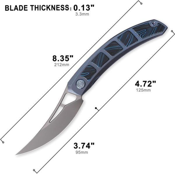 Cavol Kamasu Framelock Folding Knife M390 Blue Titanium G10