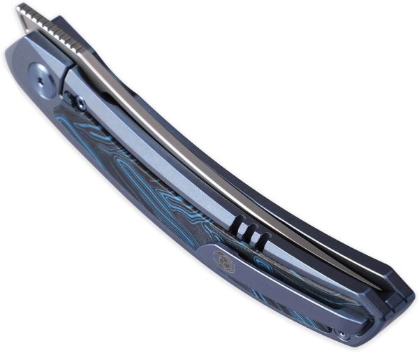 Cavol Kamasu Framelock Folding Knife M390 Blue Titanium G10