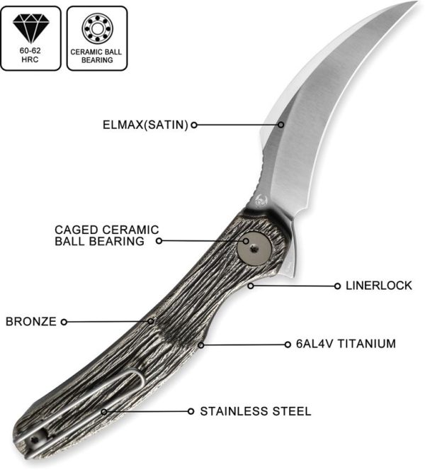 Cavol C09 Linerlock Titanium - Bronze Handle Elmax