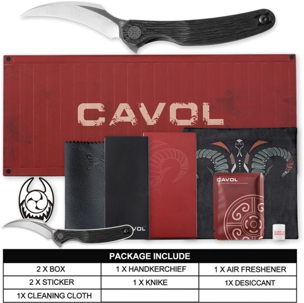 Cavol C09 Linerlock Folding Knife Titanium Elmax Steel Black