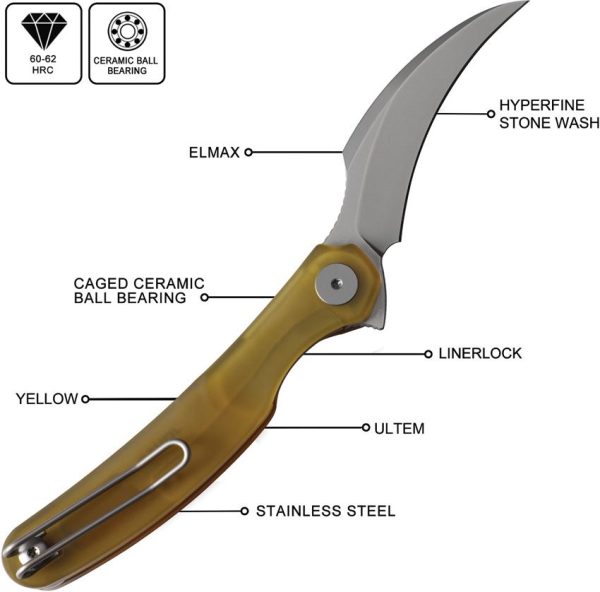 Cavol C09 Linerlock Ultem - Stonewash Elmax Blade