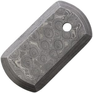 Damascus Dog Tag - 2.13 x 1.13 inches Damascus Steel