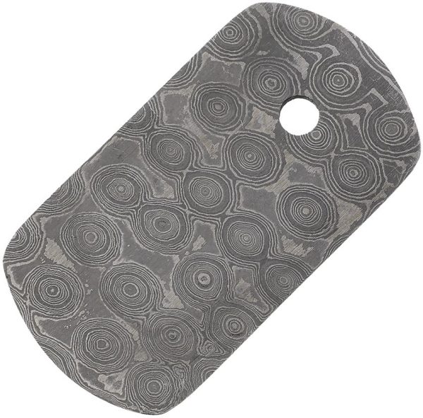Damascus Dog Tag - 2.13 x 1.13 inches Damascus Steel