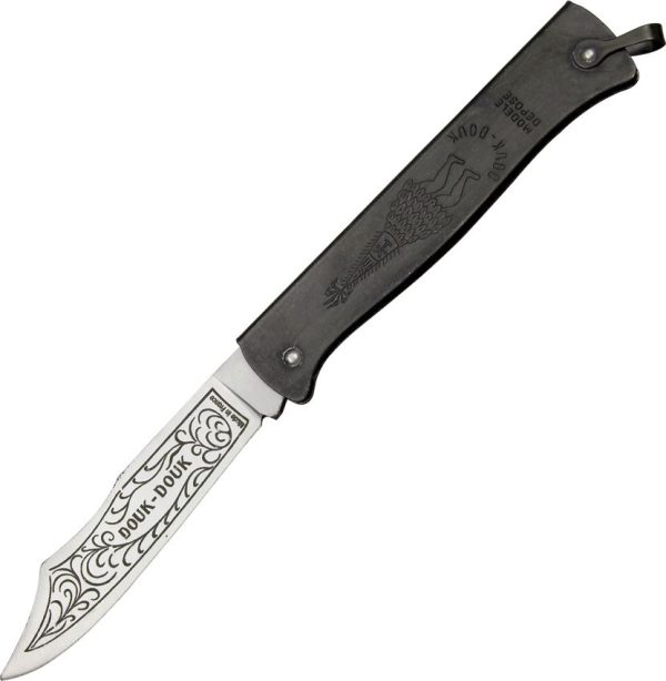 Douk-Douk Folder Black Carbon Steel - 4.38 inches Closed