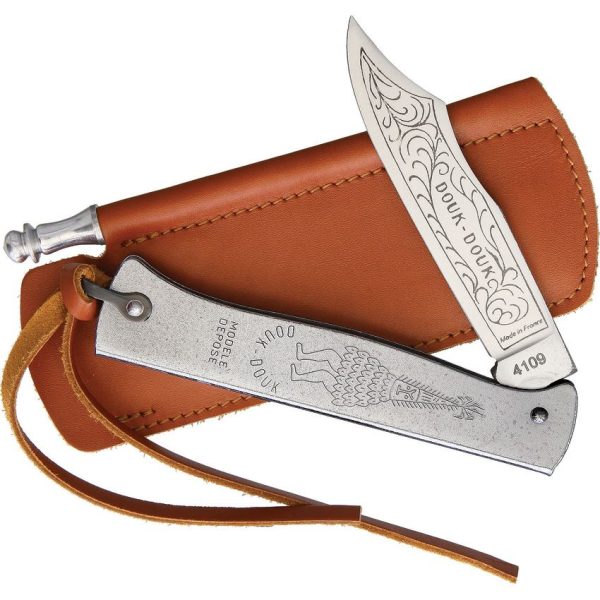 DD815GME_add_02.jpg Douk-Douk Folder Chrome 3.25" Stainless Folding Knife Brown Sheath